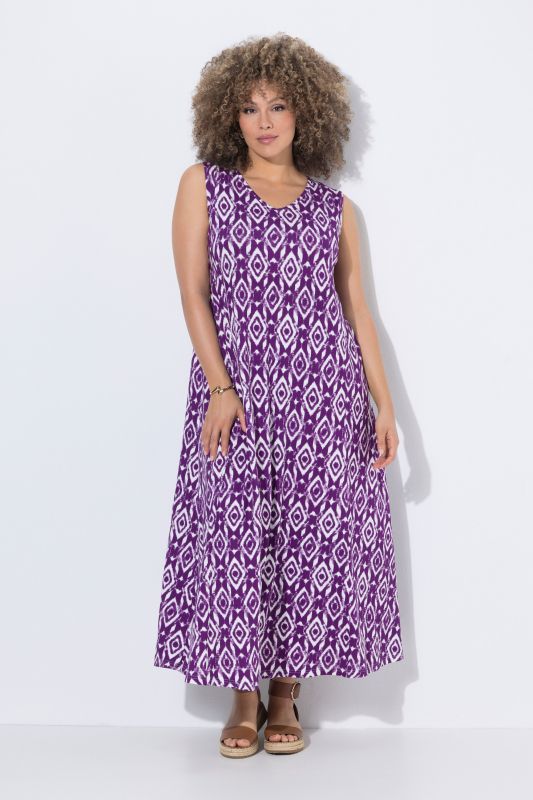 Robe maxi sans manches, imprimé graphique et décolleté en V