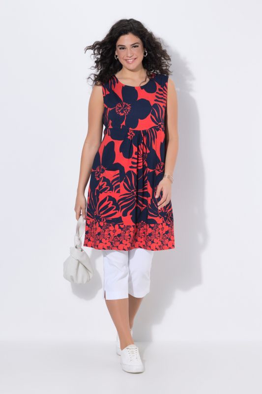 Robe en jersey sans manches, poches et décolleté rond, bordure contrastante à la base