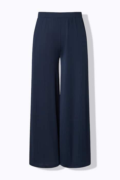 Pantalon Mary, coupe Marlene, jersey bord-côte, jambe large et taille élastique