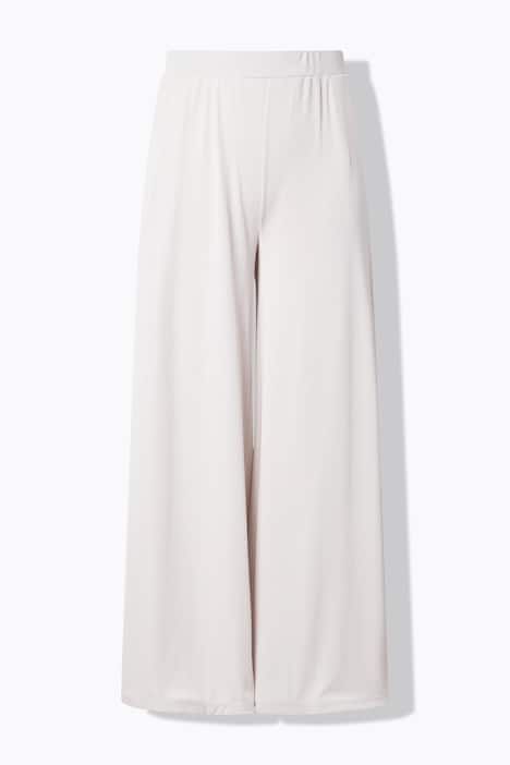 Pantalon Mary, coupe Marlene, jersey bord-côte, jambe large et taille élastique