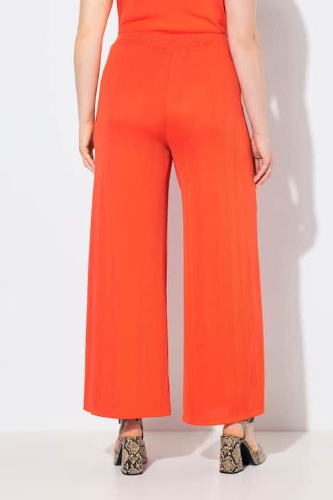 Pantalon Mary, coupe Marlene, jersey bord-côte, jambe large et taille élastique