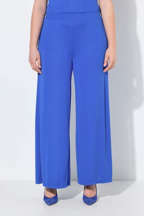 Pantalon Mary, coupe Marlene, jersey bord-côte, jambe large et taille élastique