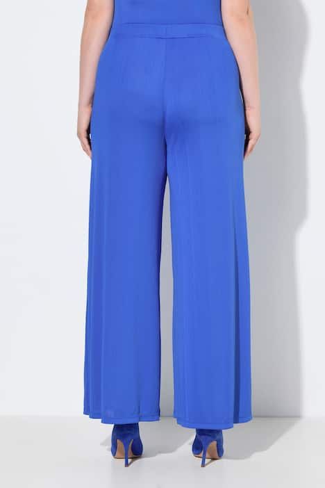 Pantalon Mary, coupe Marlene, jersey bord-côte, jambe large et taille élastique