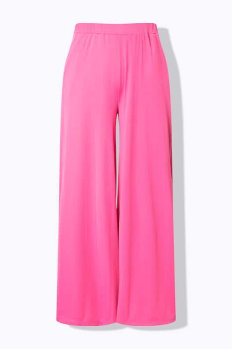 Pantalon Mary, coupe Marlene, jersey bord-côte, jambe large et taille élastique