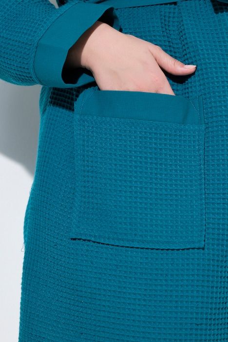 Peignoir, col châle, ceinture, tissu gaufré, manches longues