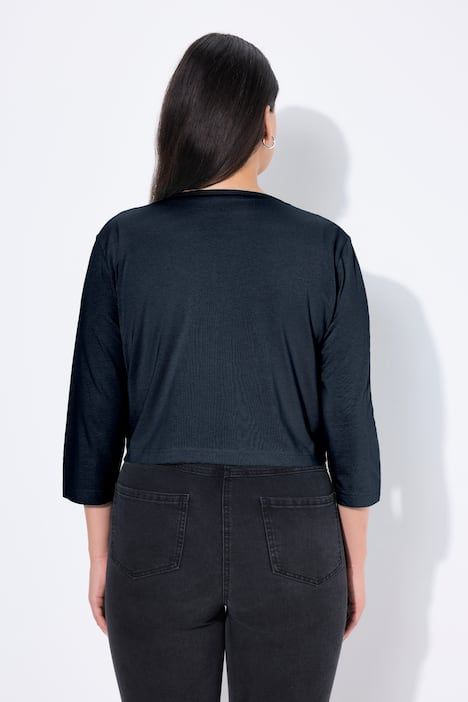 Boléro en jersey noué à la taille. Veste courte à manches 3/4