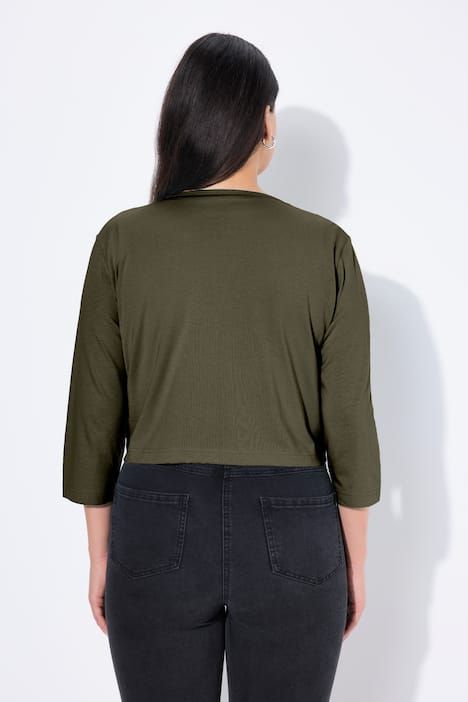 Boléro en jersey noué à la taille. Veste courte à manches 3/4