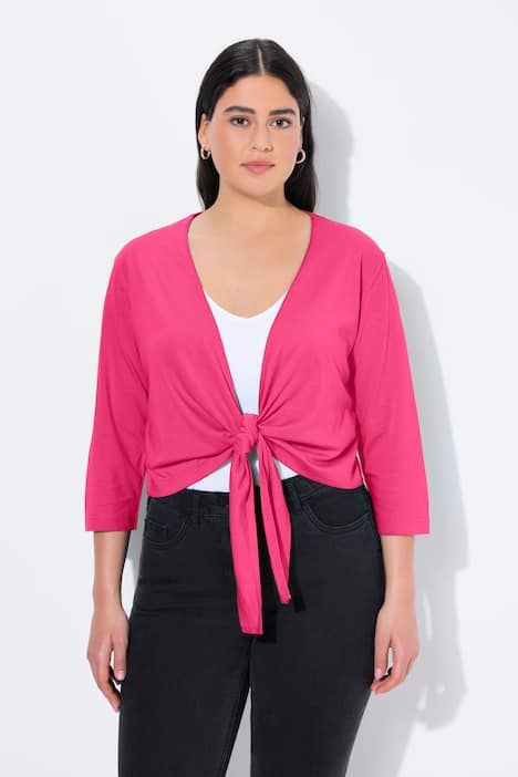 Boléro en jersey noué à la taille. Veste courte à manches 3/4