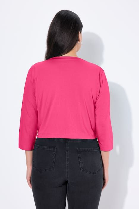 Boléro en jersey noué à la taille. Veste courte à manches 3/4