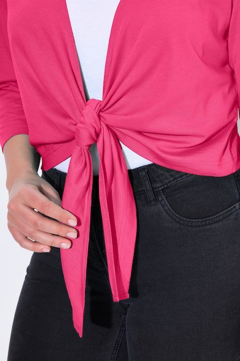 Boléro en jersey noué à la taille. Veste courte à manches 3/4