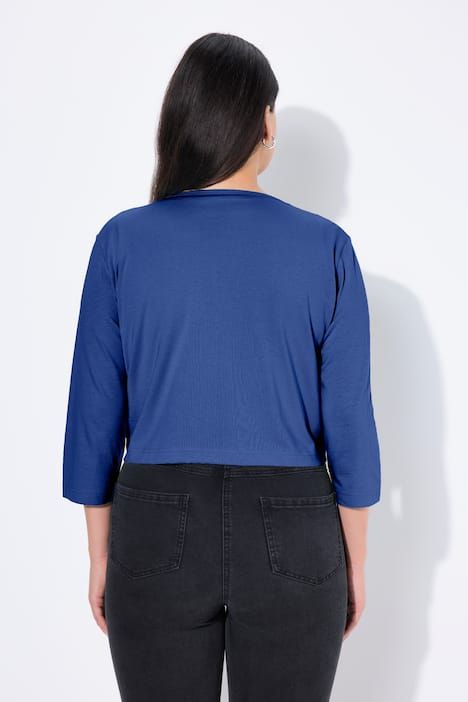 Boléro en jersey noué à la taille. Veste courte à manches 3/4