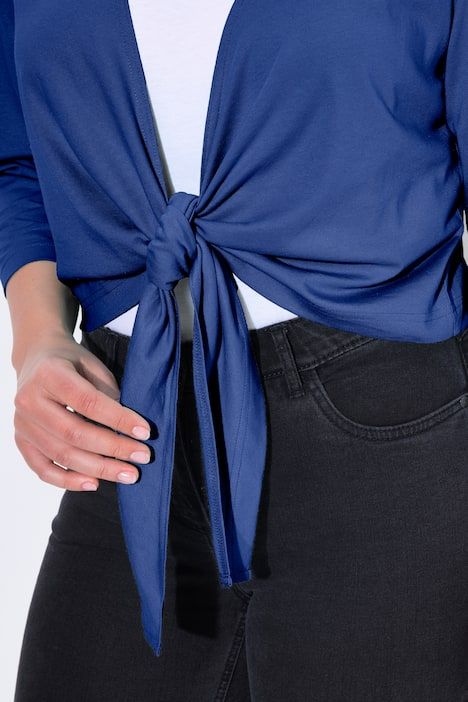 Boléro en jersey noué à la taille. Veste courte à manches 3/4