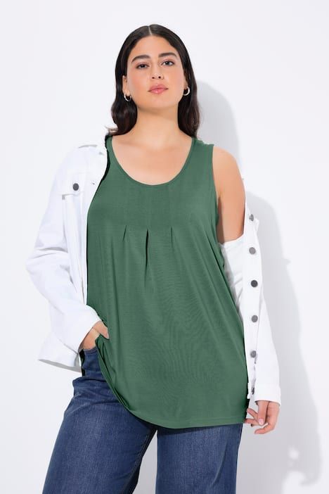 Débardeur en modal à jolis plis creux. Coupe évasée, encolure ronde et larges bretelles