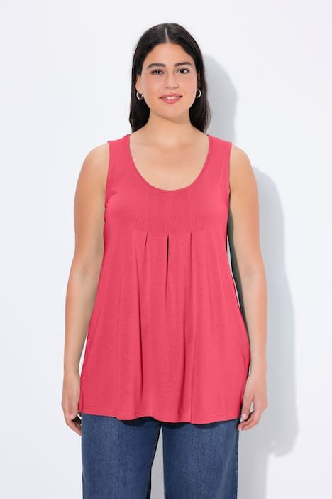 Débardeur en modal à jolis plis creux. Coupe évasée, encolure ronde et larges bretelles