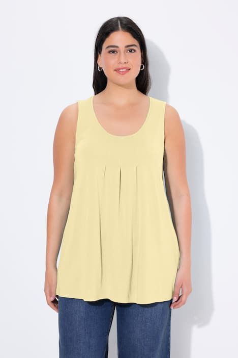 Débardeur en modal à jolis plis creux. Coupe évasée, encolure ronde et larges bretelles