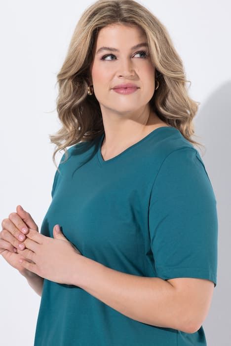 T-shirts en coton bio. Col en V et manches courtes. Lot de 2