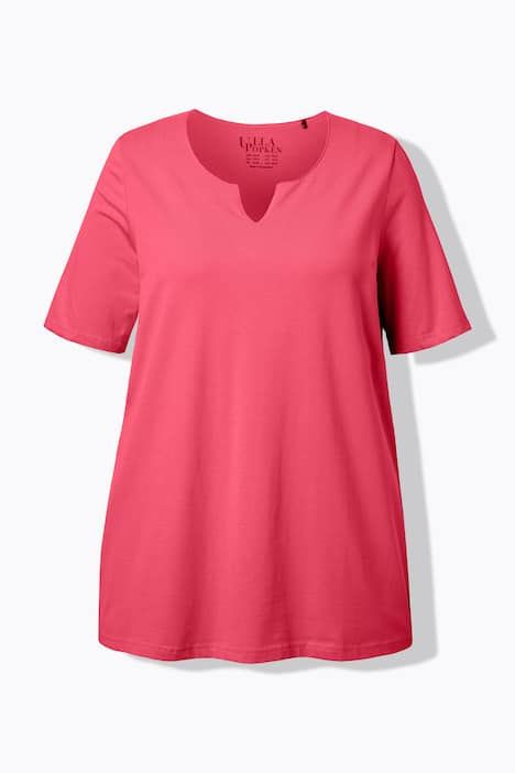 T-shirt manches courtes et col tunisien, coupe évasée