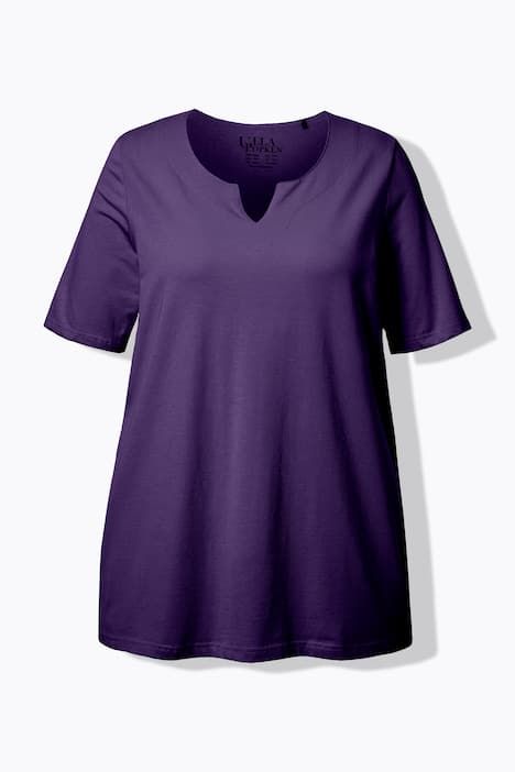 T-shirt manches courtes et col tunisien, coupe évasée