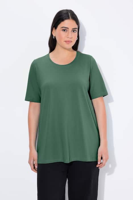 T-shirt en coton bio. Col rond et manches courtes. Coupe évasée