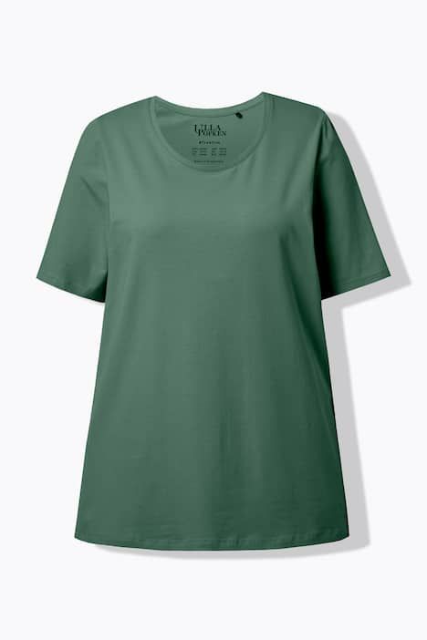 T-shirt en coton bio. Col rond et manches courtes. Coupe évasée