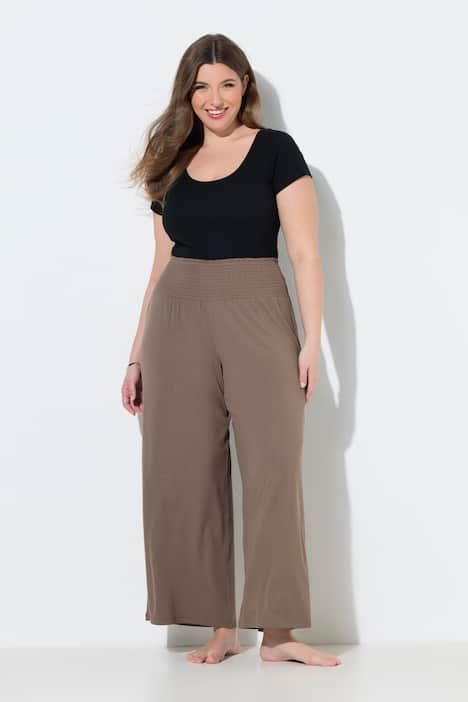 Pantalon Marlene. Jambe large et taille élastique