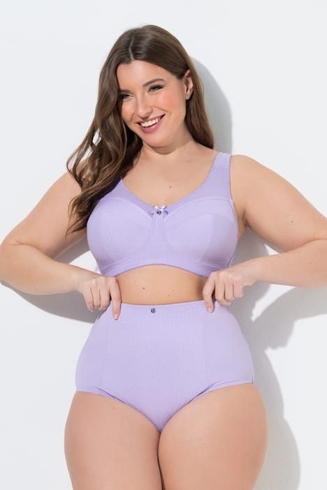 Culotte gainante, taille haute, empiècement jacquard