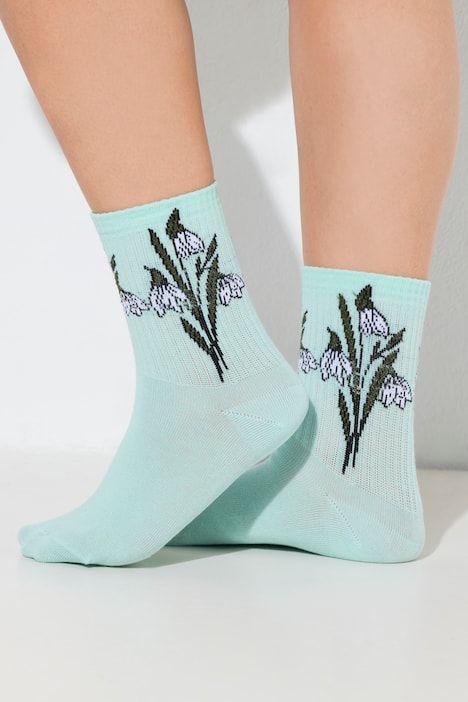 Chaussettes à fleurs avec tige côtelée douce