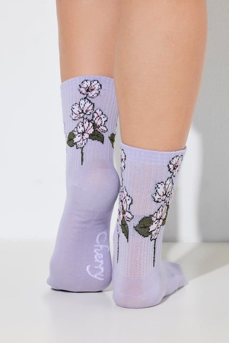Chaussettes à fleurs avec tige côtelée douce