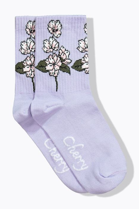 Chaussettes à fleurs avec tige côtelée douce