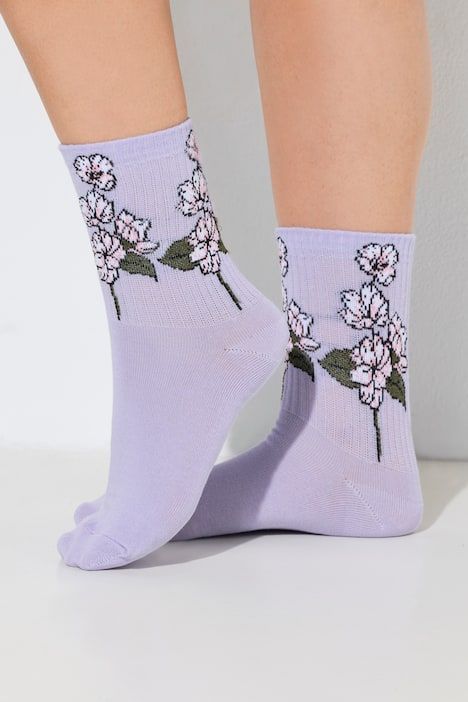 Chaussettes à fleurs avec tige côtelée douce