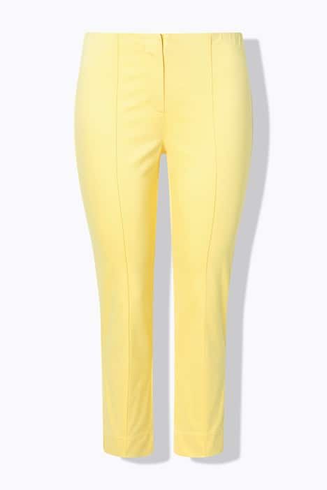 Pantalon, jambe slim. Taille élastique. Plis fantaisie. Petites fentes aux chevilles