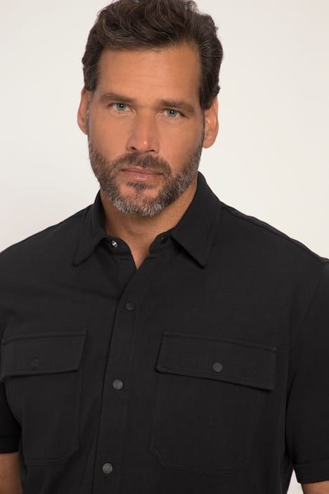 Chemise en jersey à manches courtes, col Kent et coupe Modern Fit