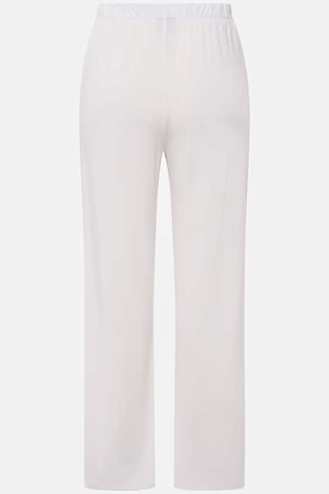 Pantalon en piqué au tombé fluide, jambe large et taille élastique