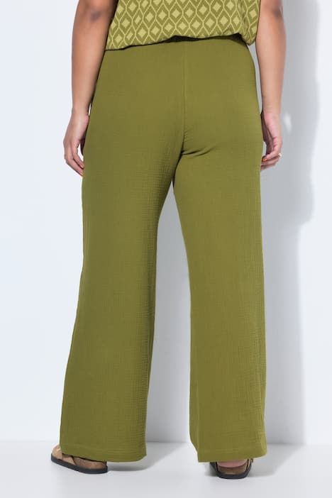 Pantalon en mousseline à jambes larges et taille élastique