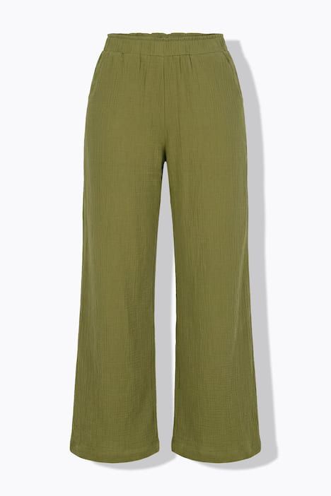 Pantalon en mousseline à jambes larges et taille élastique