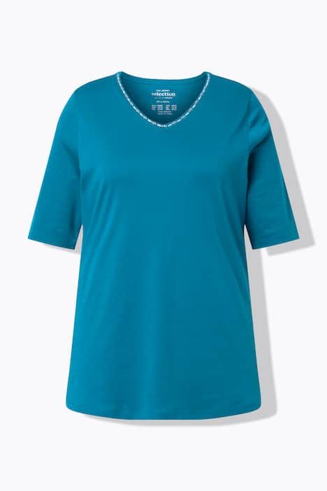 T-shirt à coupe évasée. Col en V et manches courtes