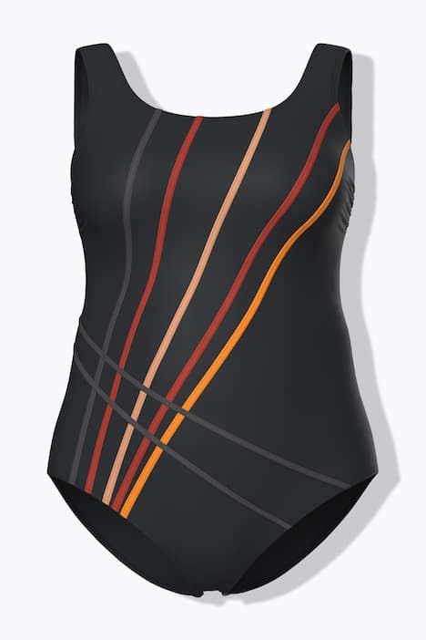 Maillot de bain, rayures, sans bonnets souples, bande sous la poitrine