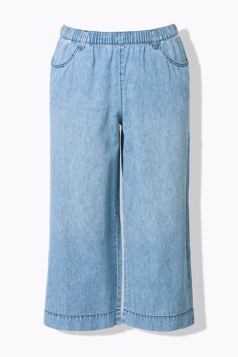 Jupe-culotte en lin mélangé, jambe large longueur mi-mollet, taille élastique