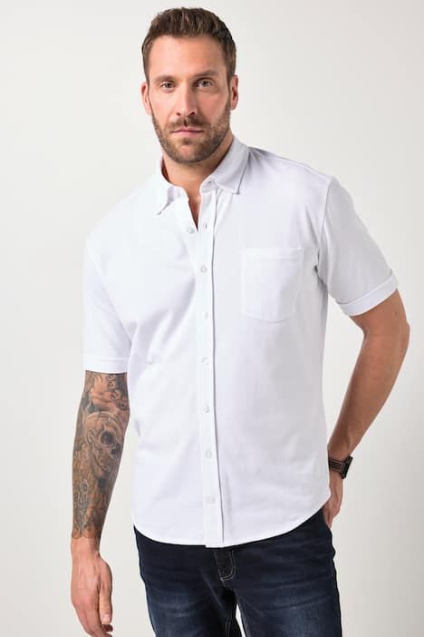 Chemise en maille piquée JP1880 coupe Modern, avec technologie FLEXNAMIC®, manches courtes et col à pointes boutonnées