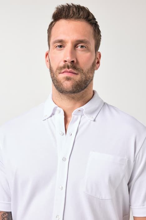 Chemise en maille piquée JP1880 coupe Modern, avec technologie FLEXNAMIC®, manches courtes et col à pointes boutonnées