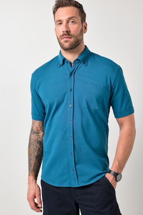 Chemise en maille piquée JP1880 coupe Modern, avec technologie FLEXNAMIC®, manches courtes et col à pointes boutonnées