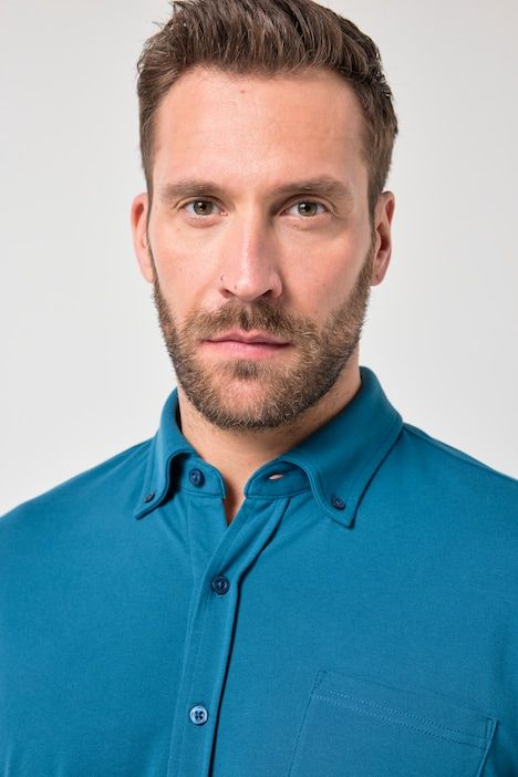 Chemise en maille piquée JP1880 coupe Modern, avec technologie FLEXNAMIC®, manches courtes et col à pointes boutonnées