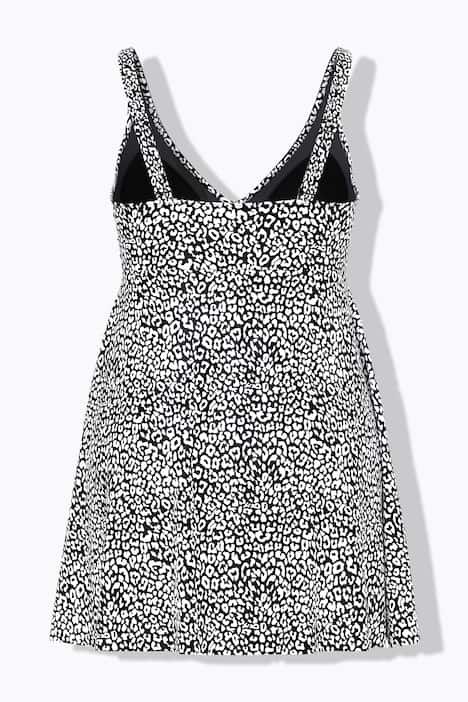 Robe de bain à bonnets souples. Imprimé léopard et effet cache-cœur.