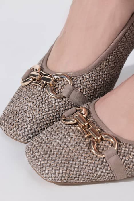 Ballerines Caprice, aspect tressé, barrette fantaisie, largeur G