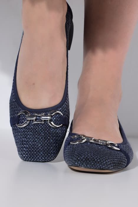 Ballerines Caprice, aspect tressé, barrette fantaisie, largeur G