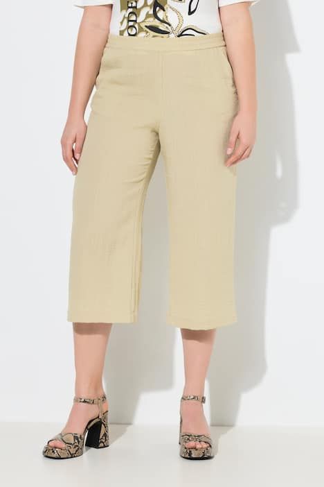 Jupe-culotte à taille élastique. Jambe large, longueur mollet