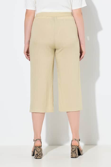 Jupe-culotte à taille élastique. Jambe large, longueur mollet