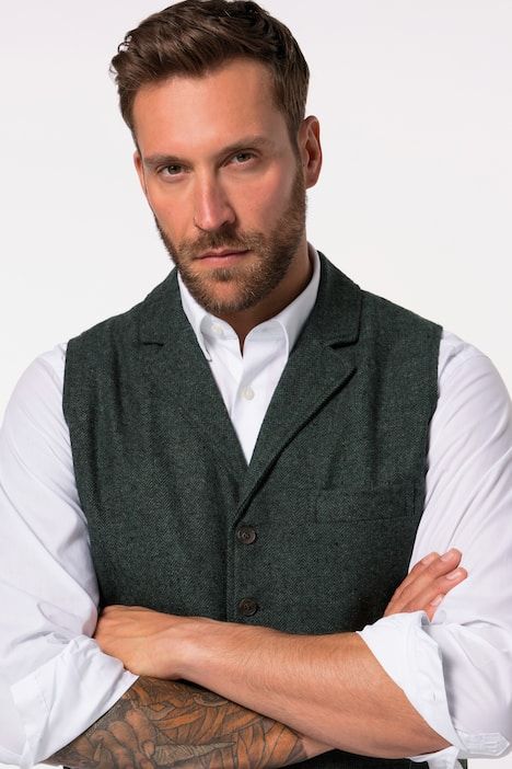 Gilet en tweed JP 1880 avec technologie FLEXNAMIC®, cols à revers, dos en maille