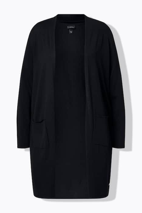 Cardigan long à col montant. Coupe ouverte