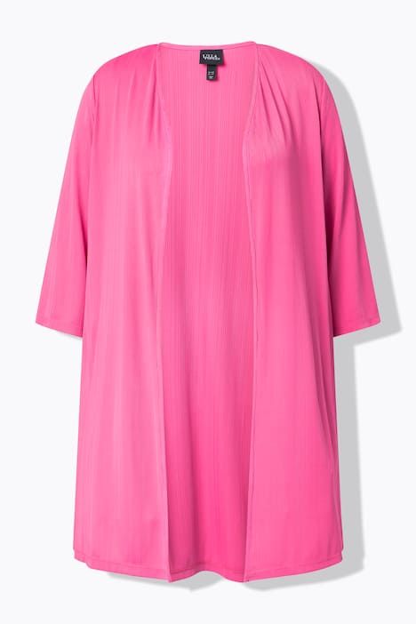 Gilet long en jersey côtelé. Coupe ouverte et encolure en V